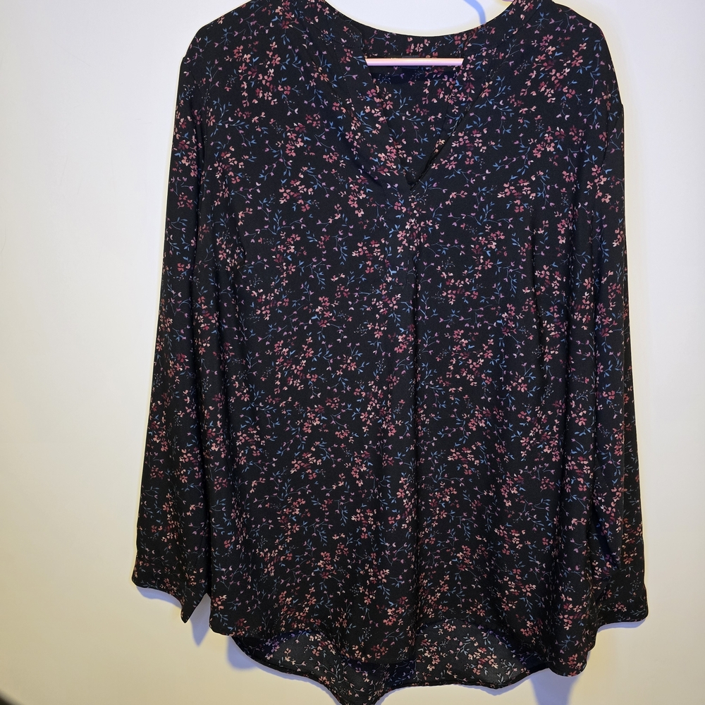 Floral Black and Pink Blouse